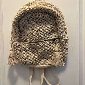 Cost Plus World Market Cream Knitted Backpack